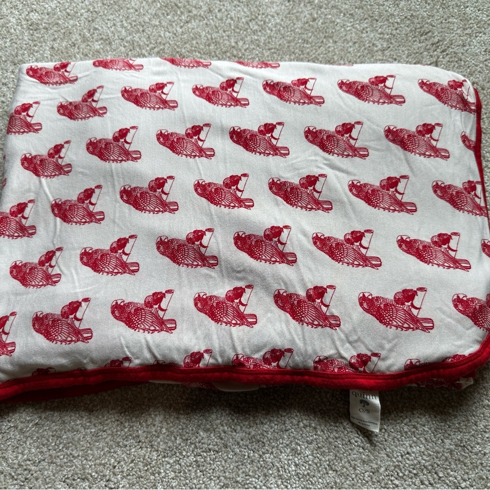 Kate Quinn Double Layer Blanket in Red Parrots - EUC